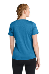 Sport-Tek Women's Heather Contender Scoop Neck Tee - Blue Wake Heather Back