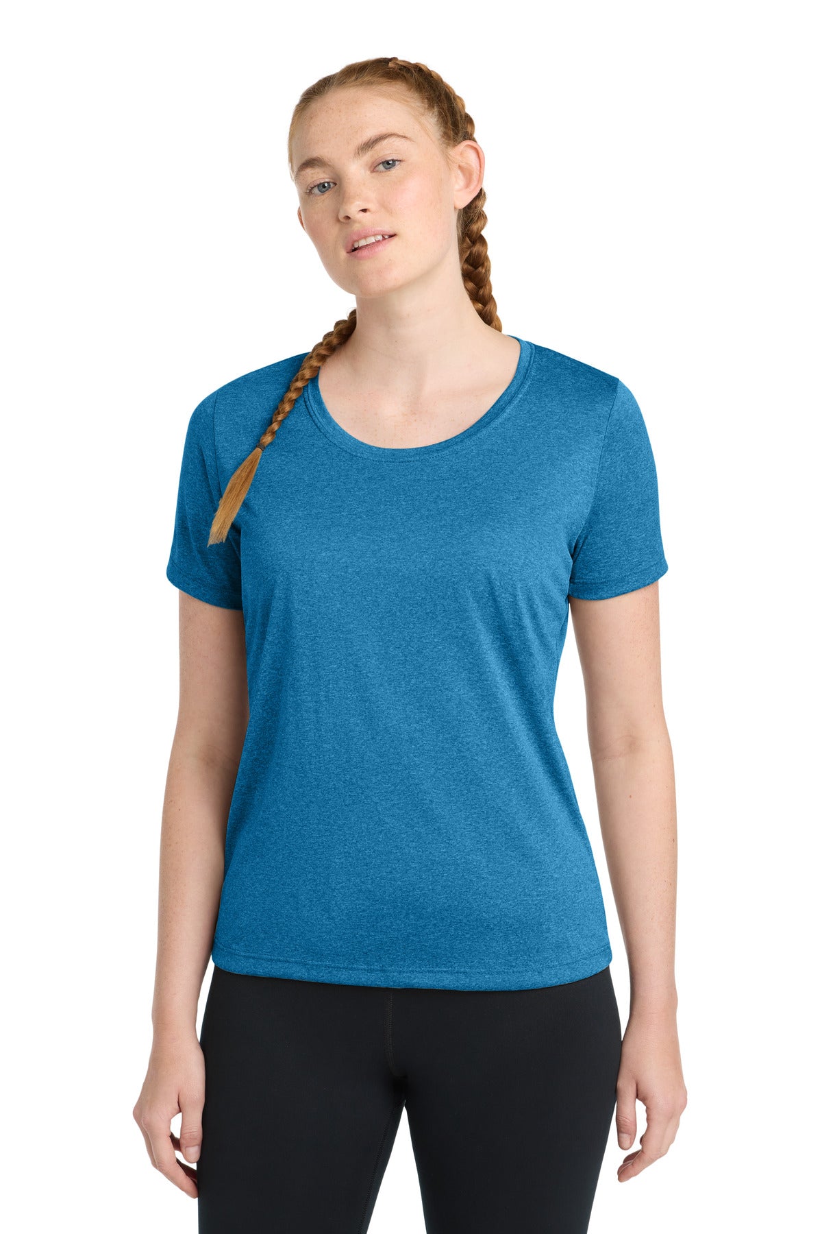 Sport-Tek Women's Heather Contender Scoop Neck Tee - Blue Wake Heather