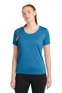 Sport-Tek Women's Heather Contender Scoop Neck Tee - Blue Wake Heather