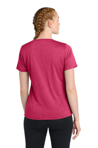 Sport-Tek Women's Heather Contender Scoop Neck Tee - Pink Raspberry Heather Back