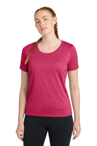 Sport-Tek Women's Heather Contender Scoop Neck Tee - Pink Raspberry Heather