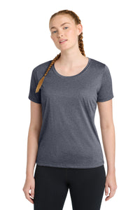 Sport-Tek Women's Heather Contender Scoop Neck Tee - True Navy Heather