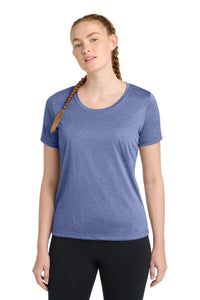 Sport-Tek Women's Heather Contender Scoop Neck Tee - True Royal Heather