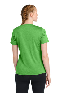 Sport-Tek Women's Heather Contender Scoop Neck Tee - Turf Green Heather Back