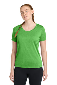Sport-Tek Women's Heather Contender Scoop Neck Tee - Turf Green Heather