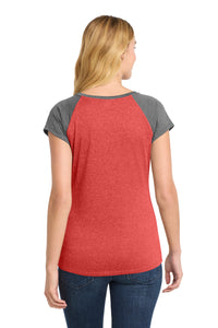 Sport-Tek  Women's Heather-On-Heather Contender  Scoop Neck Tee - Scarlet Heather/ Graphite Heather Back