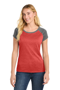 Sport-Tek  Women's Heather-On-Heather Contender  Scoop Neck Tee - Scarlet Heather/ Graphite Heather