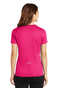 Sport-Tek Ladies PosiCharge Elevate Scoop Neck Tee - Pink Raspberry Back