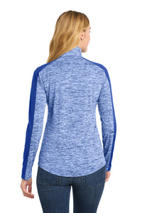 Sport-Tek Women's PosiCharge Electric Heather Colorblock 1/4-Zip Pullover - True Royal Electric/ True Royal Back