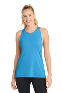 Sport-Tek  Women's PosiCharge  Tri-Blend Wicking Tank - Pond Blue Heather