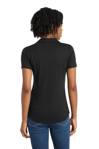 Sport-Tek  Women's PosiCharge  Tri-Blend Wicking Polo - Black Triad Solid Back