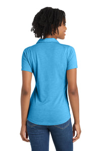 Sport-Tek  Women's PosiCharge  Tri-Blend Wicking Polo - Pond Blue Heather Back
