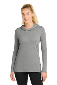 Sport-Tek Women's PosiCharge  Tri-Blend Wicking Long Sleeve Hoodie LST406 - Light Grey Heather