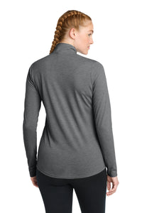 Sport-Tek  Women's PosiCharge  Tri-Blend Wicking 1/4-Zip Pullover - Dark Grey Heather Back