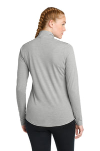 Sport-Tek  Women's PosiCharge  Tri-Blend Wicking 1/4-Zip Pullover - Light Grey Heather Back