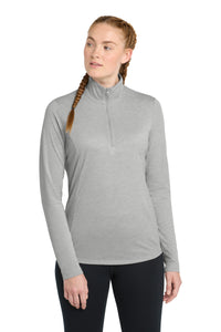 Sport-Tek  Women's PosiCharge  Tri-Blend Wicking 1/4-Zip Pullover - Light Grey Heather