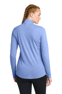 Sport-Tek  Women's PosiCharge  Tri-Blend Wicking 1/4-Zip Pullover - True Royal Heather Back