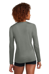 Sport-Tek Women's Posi-UV Pro Long Sleeve LST420LS - Dark Smoke Grey Back