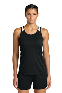 Sport-Tek Women's Club Track Tank LST446 - Black/ White