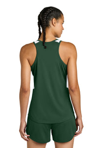 Sport-Tek Women's Club Track Tank LST446 - Forest Green/ White Back