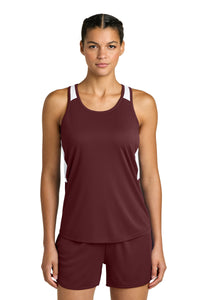 Sport-Tek Women's Club Track Tank LST446 - Maroon/ White