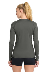 Sport-Tek  Women's Long Sleeve Rashguard Tee - Dark Smoke Grey Back