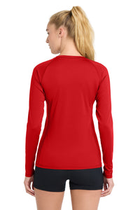 Sport-Tek  Women's Long Sleeve Rashguard Tee - True Red Back