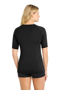 Sport-Tek  Women's Rashguard Tee - Black Back