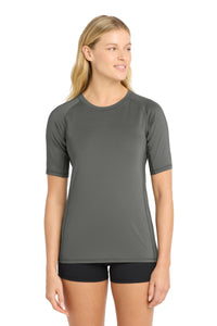 Sport-Tek  Women's Rashguard Tee - Dark Smoke Grey