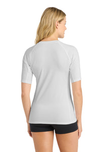 Sport-Tek  Women's Rashguard Tee - White Back