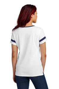 Sport-Tek Women's Halftime Notch Neck Tee LST6041 - White/ True Navy Back