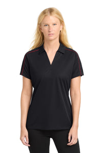 Sport-Tek Women's Micropique Sport-Wick Piped Polo - Black/ True Red