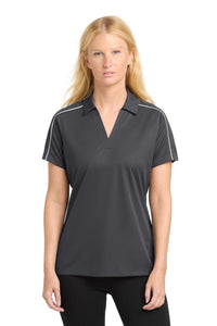 Sport-Tek Women's Micropique Sport-Wick Piped Polo - Iron Grey/ White