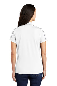 Sport-Tek Women's Micropique Sport-Wick Piped Polo - White/ Iron Grey Back