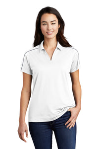 Sport-Tek Women's Micropique Sport-Wick Piped Polo - White/ Iron Grey