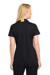 Sport-Tek Women's Side Blocked Micropique Sport-Wick Polo - Black/ Gold Back