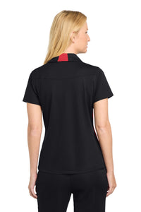 Sport-Tek Women's Side Blocked Micropique Sport-Wick Polo - Black/ True Red Back