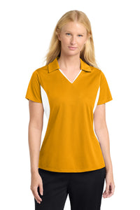 Sport-Tek Women's Side Blocked Micropique Sport-Wick Polo - Gold/ White