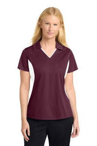 Sport-Tek Women's Side Blocked Micropique Sport-Wick Polo - Maroon/ White