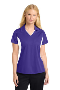 Sport-Tek Women's Side Blocked Micropique Sport-Wick Polo - Purple/ White