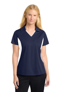 Sport-Tek Women's Side Blocked Micropique Sport-Wick Polo - True Navy/ White