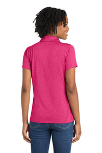 Sport-Tek Women's Heather Contender Polo - Pink Raspberry Heather Back