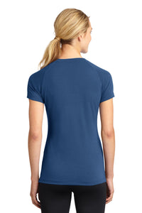 Sport-Tek Women's Ultimate Performance V-Neck - Dark Denim Back