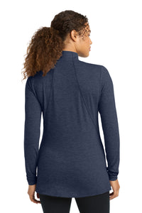 Sport-Tek Women's Exchange 1.5 Long Sleeve 1/2-Zip LST711 - Dark Denim Heather Back