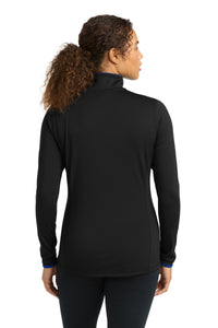 Sport-Tek Women's Sport-Wick Stretch Contrast Full-Zip Jacket - Black/ True Royal Back