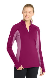 Sport-Tek Women's Sport-Wick Stretch Contrast 1/4-Zip Pullover - Pink Rush/ Pink Rush Heather