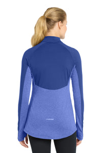 Sport-Tek Women's Sport-Wick Stretch Contrast 1/4-Zip Pullover - True Royal/ True Royal Heather Back