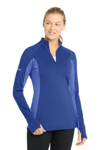 Sport-Tek Women's Sport-Wick Stretch Contrast 1/4-Zip Pullover - True Royal/ True Royal Heather