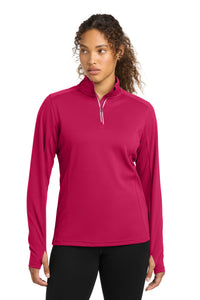 Sport-Tek Women's Sport-Wick Textured 1/4-Zip Pullover - Pink Raspberry