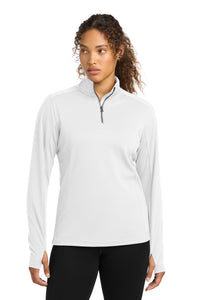 Sport-Tek Women's Sport-Wick Textured 1/4-Zip Pullover - White